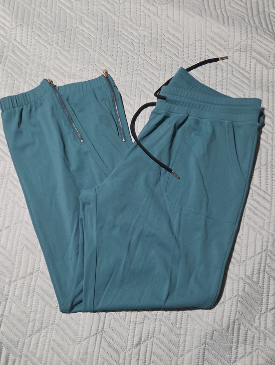 ZYIA Pants - ZYIA Womens Teal Drawstring Joggers with Zipper Ankle